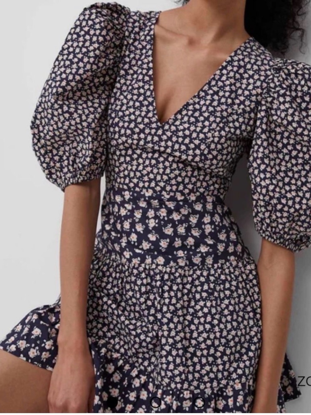 French Connection Aura Daisy Poplin Puff Sleeve Dress cotton mini dress Size 6